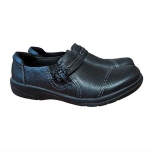 Clarks Cheyn Madi Black Leather Slip-On Shoes Women’s Size 7M – Casual Comfort